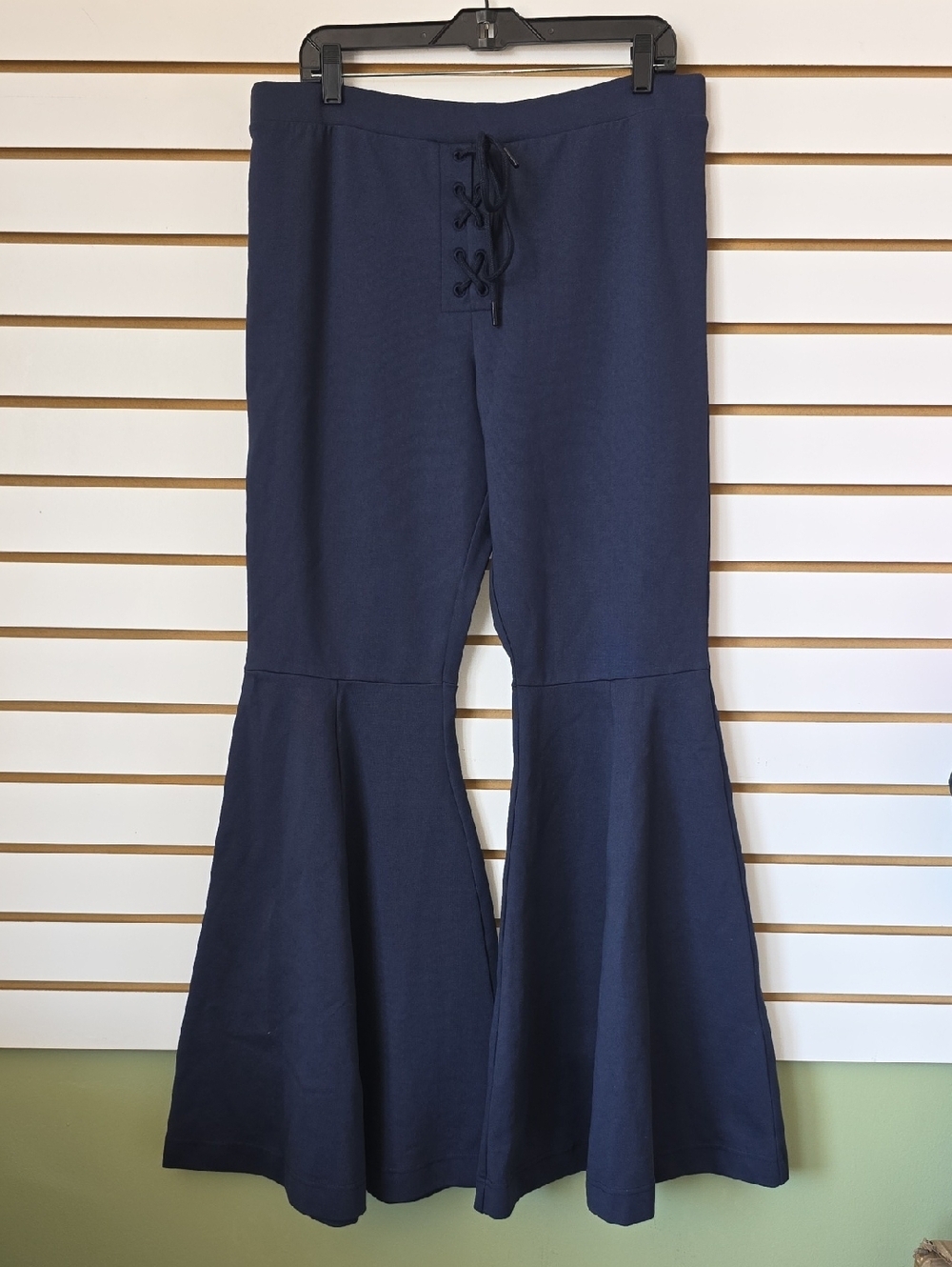 Lace-Up Flared Pants XL Navy